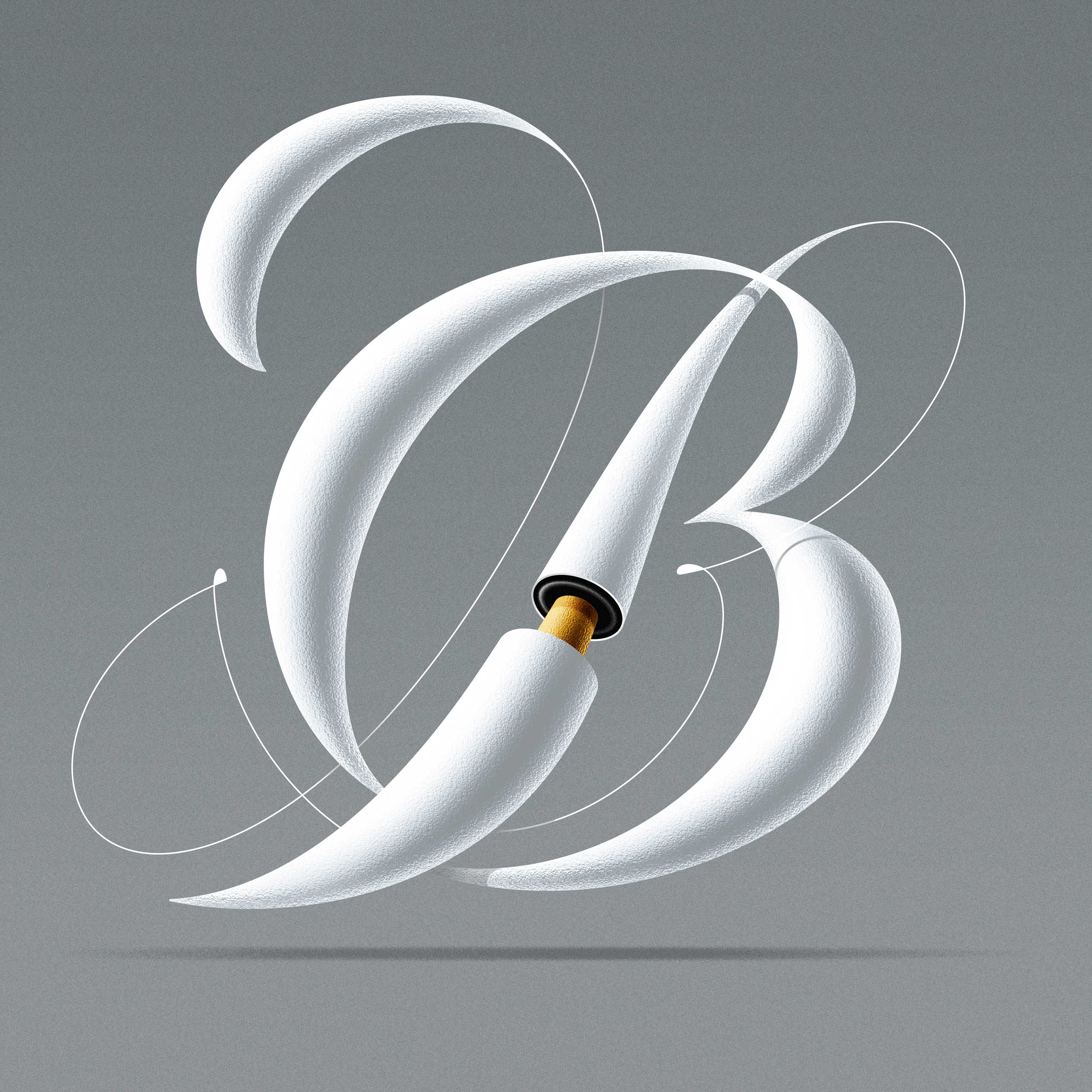 Letter B by Dan Forster - Illustrated type – 3D type