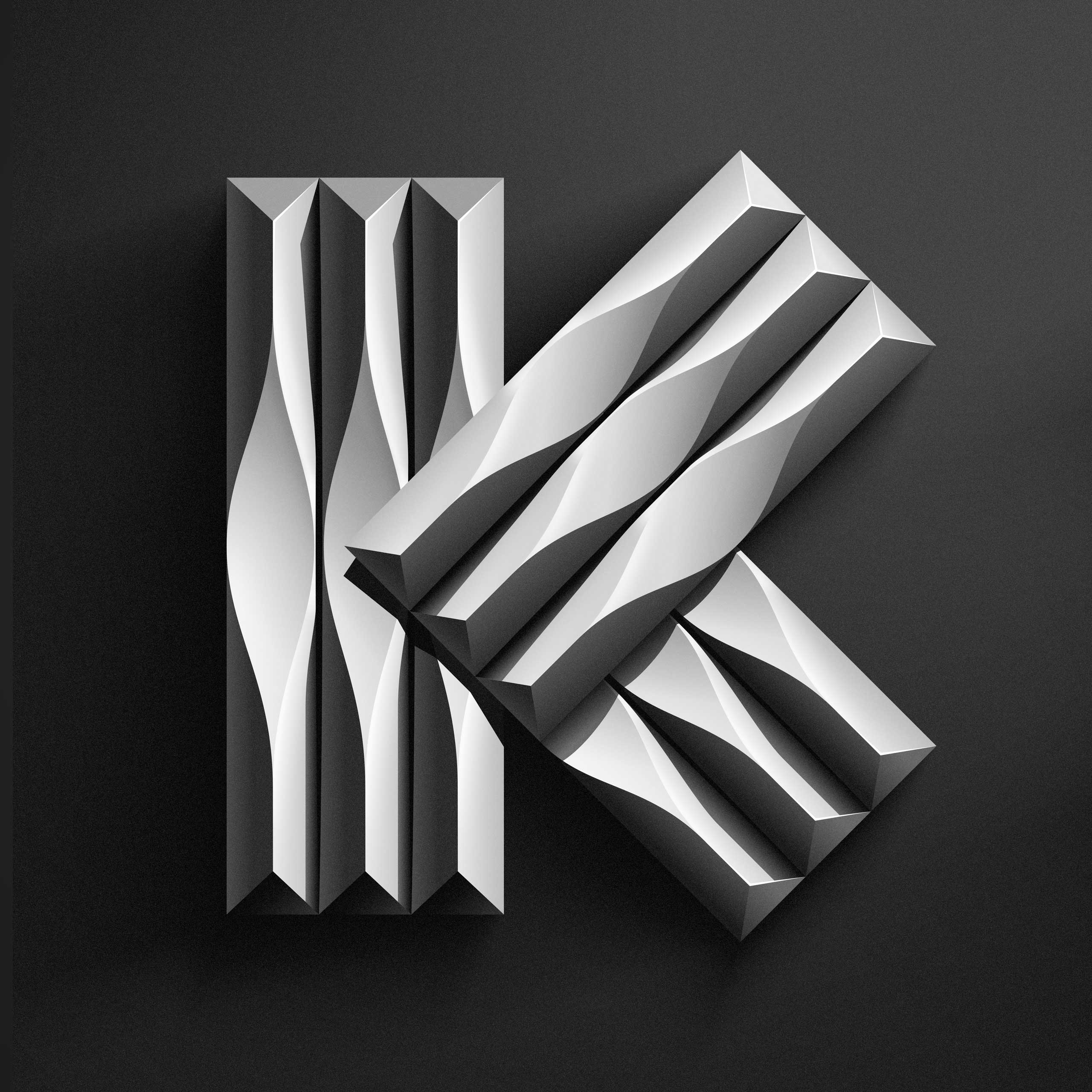 Letter K by Dan Forster - Illustrated type – 3D type